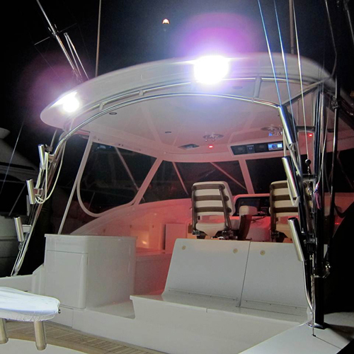 Lumitec Caprera 3 Spreader Lights strategically positioned on boat