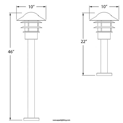 Aluminum Round Post Dock Light dimensions